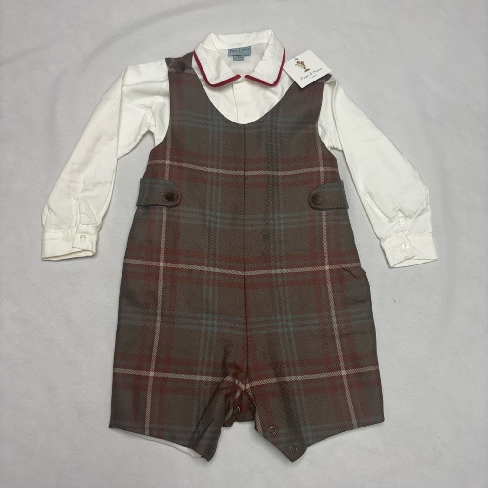 Papo d'Anjo Jumper with white Shirt with Red Trim Size 3